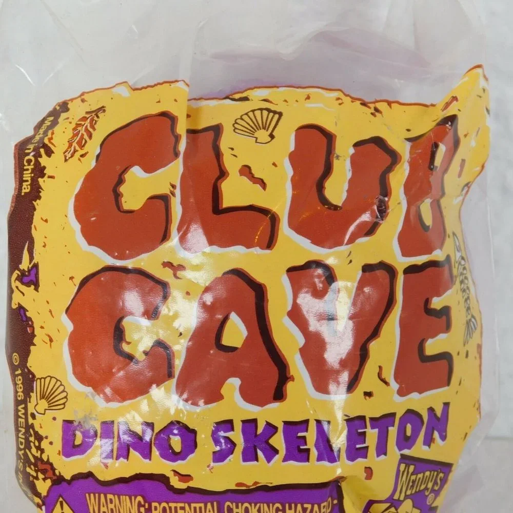 Wendys Kids Club Cave Dino Skeleton Purple Egg New Original Packaging Vtg 1996 - Picture 2 of 6